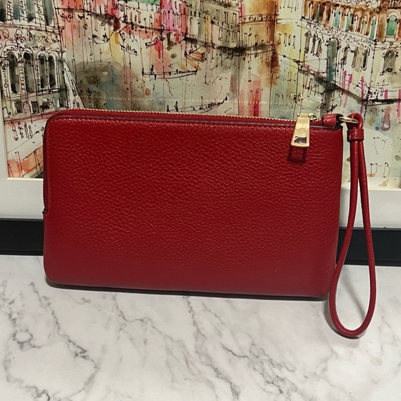 NWT Coach Double Zip Wallet Wristlet Signature Canvas Denim Red CX161 - Picture 8 of 8